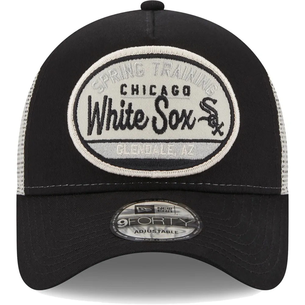 New Era Men's New Era Black Chicago White Sox 2023 Spring Training Patch  A-Frame Trucker 9FORTY Snapback Hat