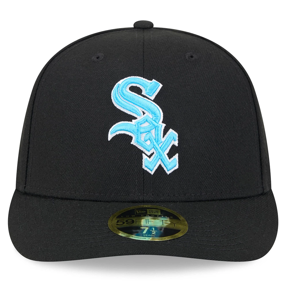 Casquette ajustée 59FIFTY à profil bas pour la fête des pères Chicago White Sox 2024 New Era noire hommes