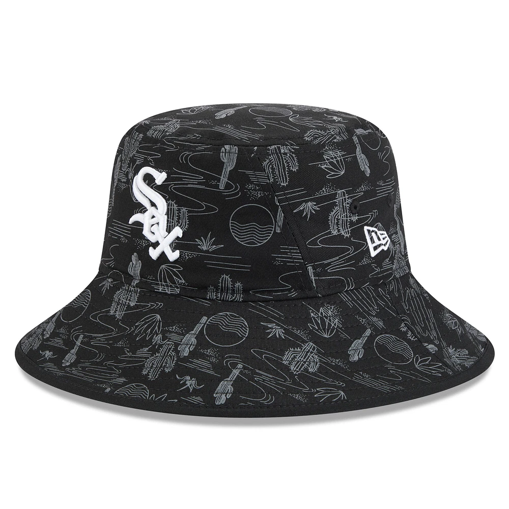 Men's New Era  Black Chicago White Sox 2025 Spring Training All Over Print Bucket Hat