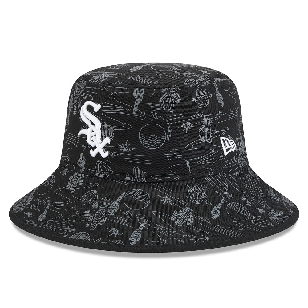 Men's New Era Black Chicago White Sox 2025 Spring Training All Over Print Bucket Hat