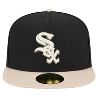 Men's New Era Black Chicago White Sox Canvas A-Frame 59FIFTY Fitted Hat