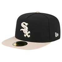 Men's New Era Black Chicago White Sox Canvas A-Frame 59FIFTY Fitted Hat