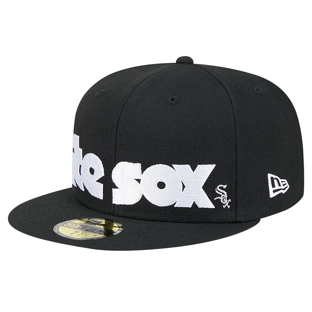 Casquette ajustée 59FIFTY sous-visière à carreaux noire Chicago White Sox New Era pour homme