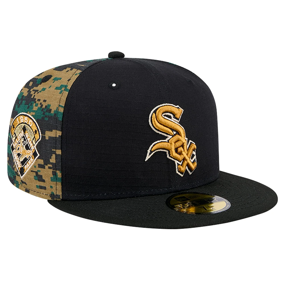 Casquette ajustée 59FIFTY Digi Camo Chicago White Sox New Era pour hommes, noire