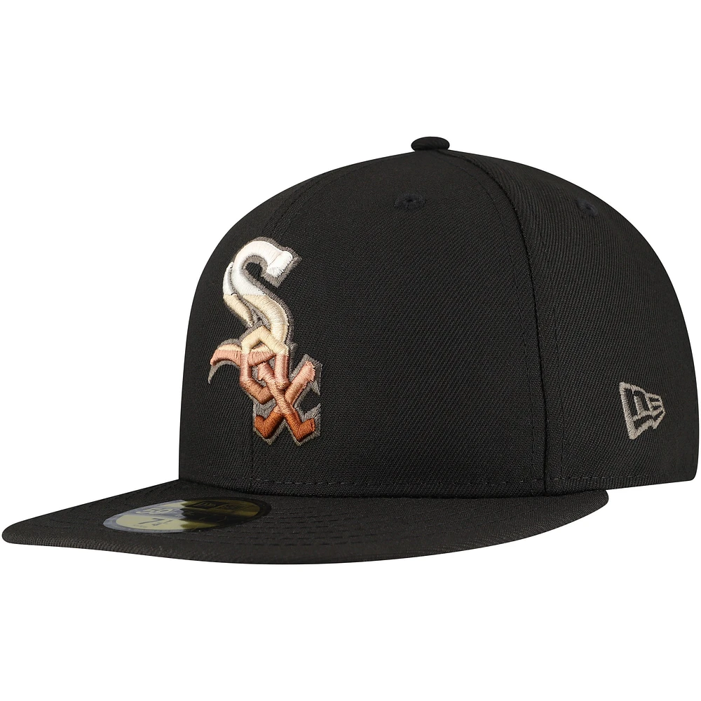 Casquette ajustée 59FIFTY noire Chicago White Sox Dune Gradient Side Patch pour homme de New Era