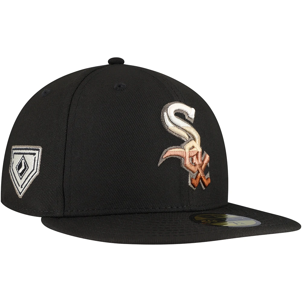 Casquette ajustée 59FIFTY noire Chicago White Sox Dune Gradient Side Patch pour homme de New Era