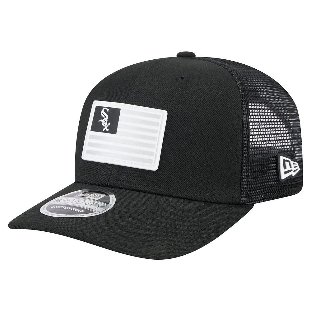 Men's New Era Black Chicago White Sox Flag 9SEVENTY Stretch-Snap Hat