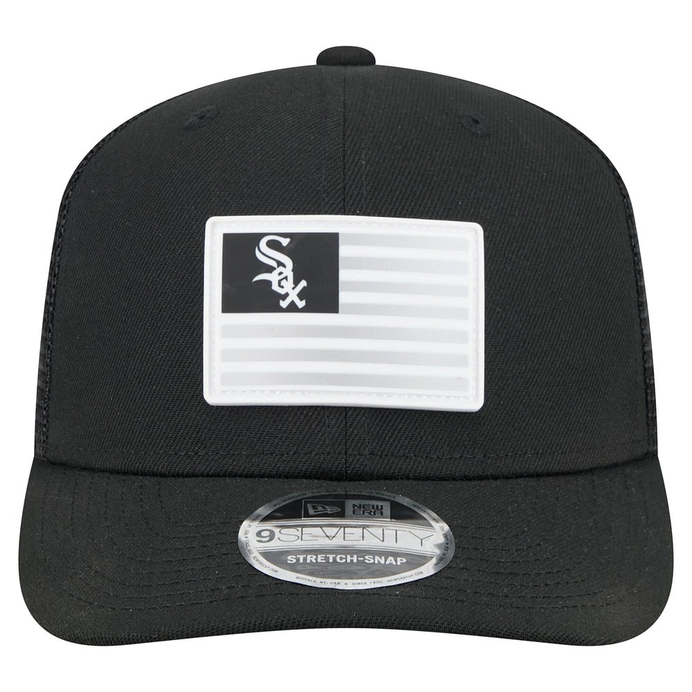 Men's New Era Black Chicago White Sox Flag 9SEVENTY Stretch-Snap Hat