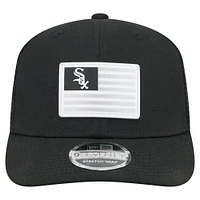 Men's New Era Black Chicago White Sox Flag 9SEVENTY Stretch-Snap Hat