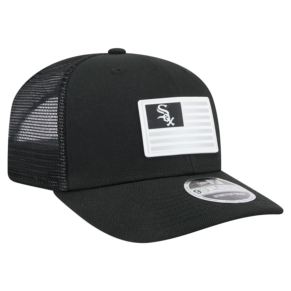 Men's New Era Black Chicago White Sox Flag 9SEVENTY Stretch-Snap Hat