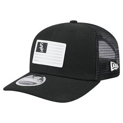 Men's New Era Black Chicago White Sox Flag 9SEVENTY Stretch-Snap Hat