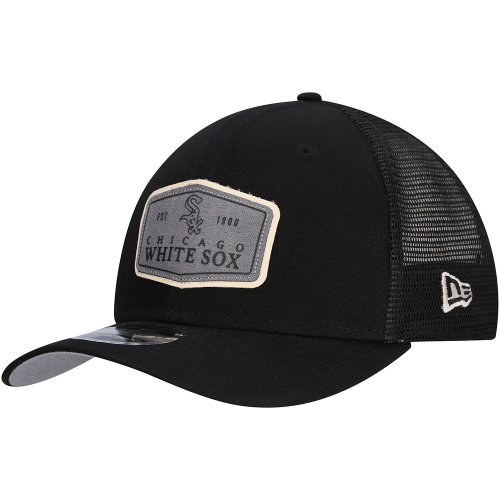 Casquette ajustable extensible à boutons-pression pour homme New Era noire Chicago White Sox étiquetée 9SEVENTY