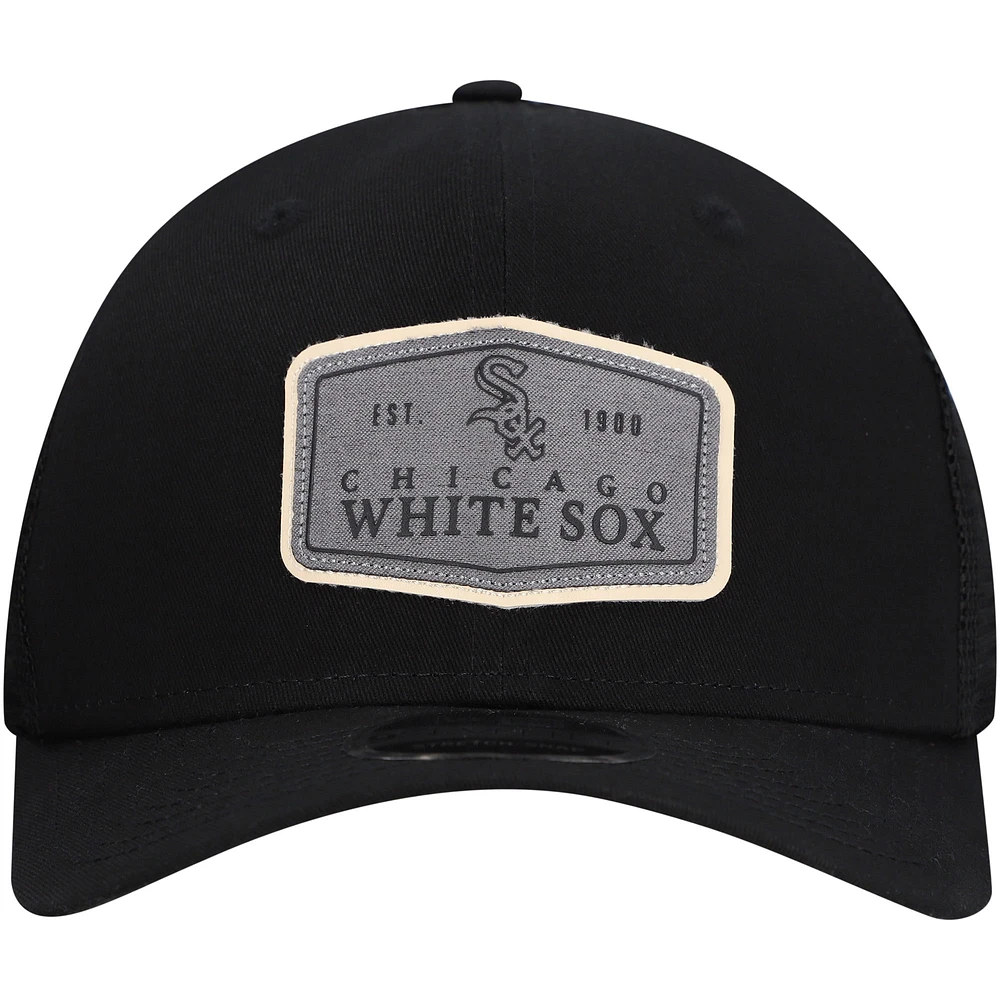 Casquette ajustable extensible à boutons-pression pour homme New Era noire Chicago White Sox étiquetée 9SEVENTY