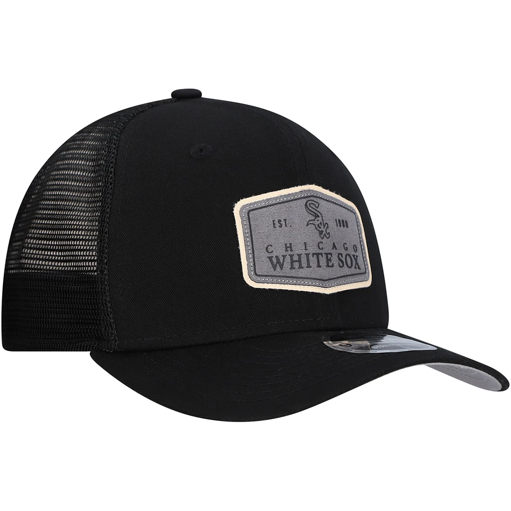 Casquette ajustable extensible à boutons-pression pour homme New Era noire Chicago White Sox étiquetée 9SEVENTY