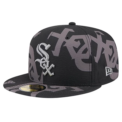 Casquette ajustée 59FIFTY Fracture noire avec logo des Chicago White Sox pour hommes New Era