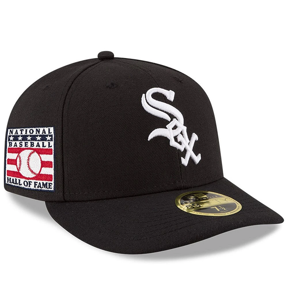 Casquette ajustée 59FIFTY à profil bas du Temple de la renommée baseball national des White Sox Chicago New Era pour hommes, noire