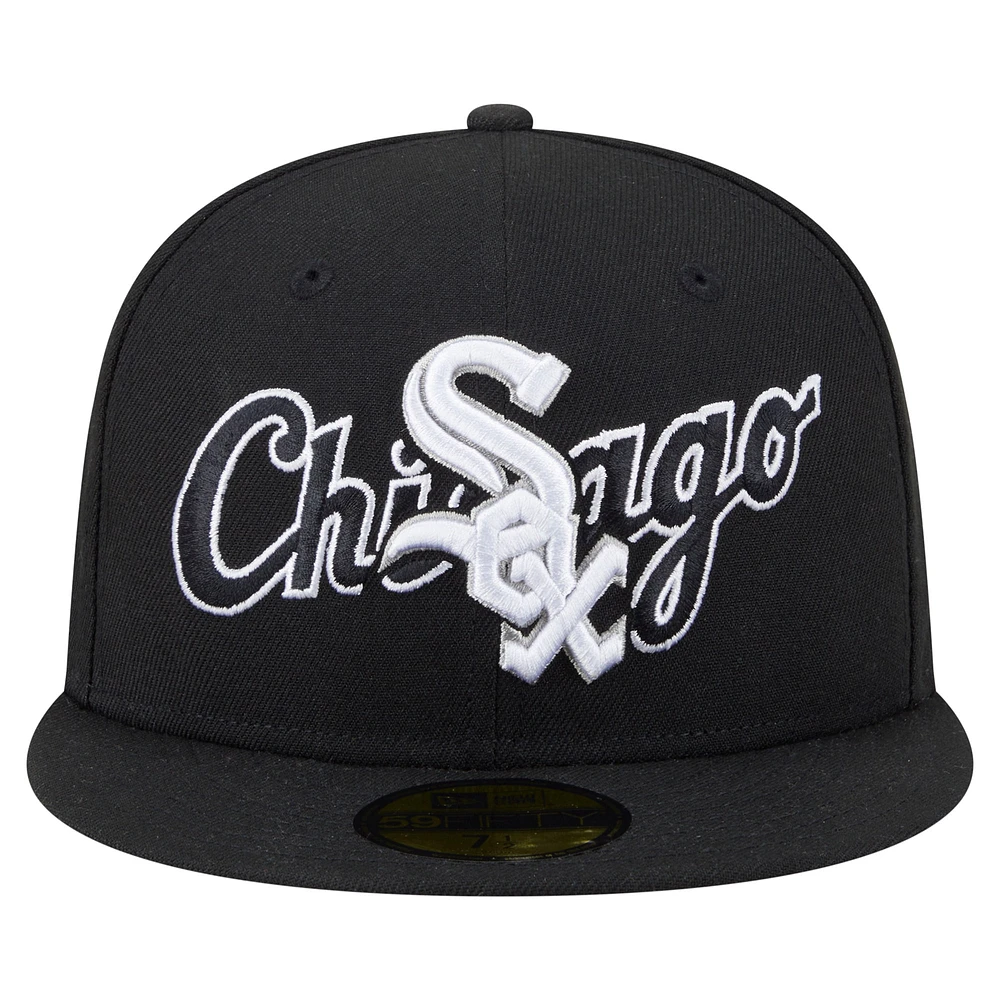 Men's New Era Black Chicago White Sox Overlap 59FIFTY Fitted Hat