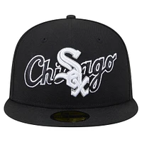 Men's New Era Black Chicago White Sox Overlap 59FIFTY Fitted Hat