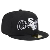 Men's New Era Black Chicago White Sox Overlap 59FIFTY Fitted Hat