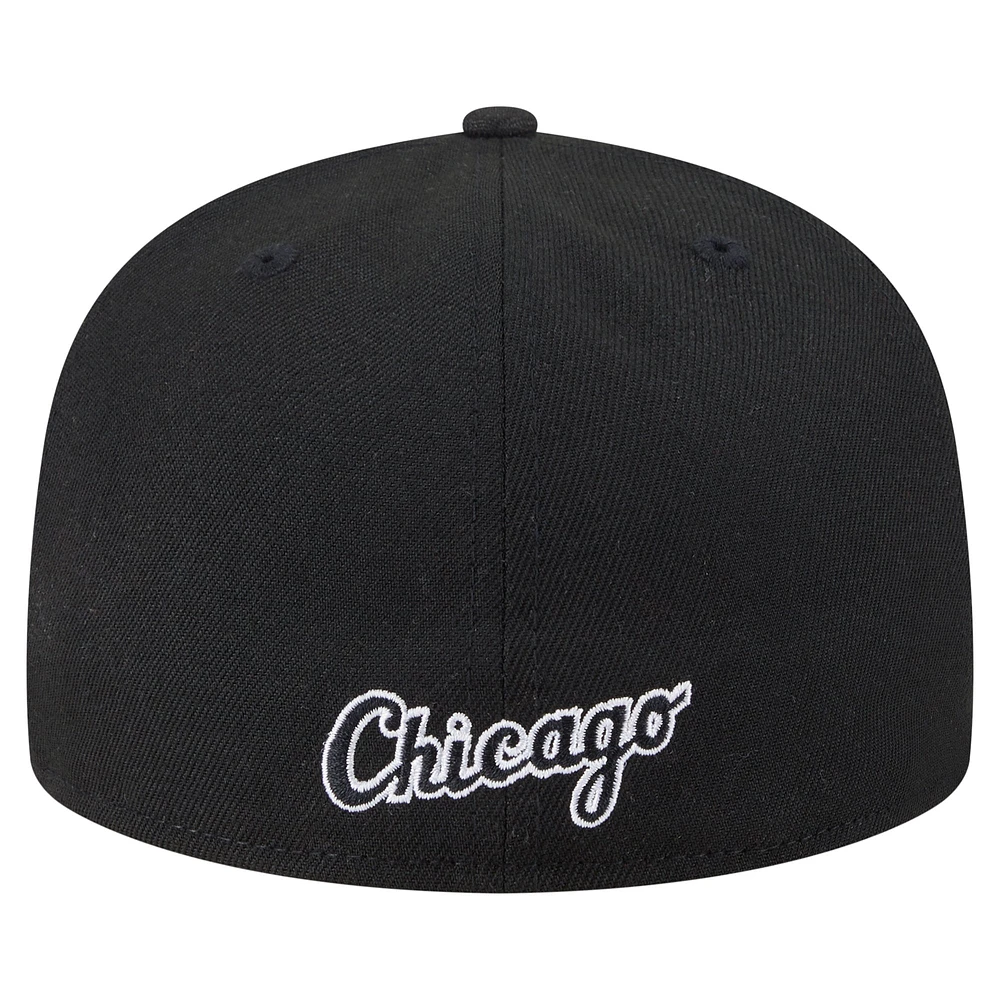 Men's New Era Black Chicago White Sox Overlap 59FIFTY Fitted Hat