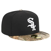 Casquette ajustée 59FIFTY noire Chicago White Sox Realtree Camo New Era pour hommes