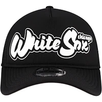 Men's New Era Black Chicago White Sox Retro Bold A-Frame Trucker 9FORTY Adjustable Hat