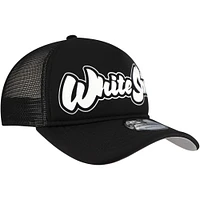 Men's New Era Black Chicago White Sox Retro Bold A-Frame Trucker 9FORTY Adjustable Hat