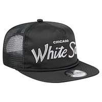 Casquette de golf ajustable New Era noire Chicago White Sox Retro Satin pour homme