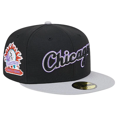 Men's New Era Black Chicago White Sox  Retro Spring Training 59FIFTY Fitted Hat