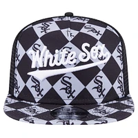 Men's New Era Black Chicago White Sox Seeing Diamonds A-Frame Trucker 9FIFTY Snapback Hat