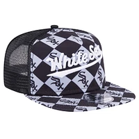 Men's New Era Black Chicago White Sox Seeing Diamonds A-Frame Trucker 9FIFTY Snapback Hat