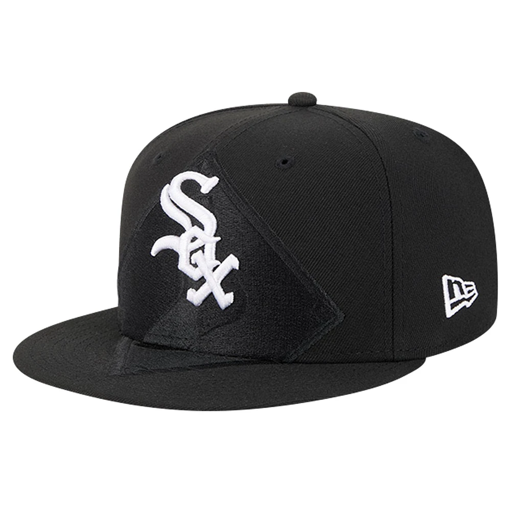 Men's New Era Black Chicago White Sox Shadow Logo 59FIFTY Fitted Hat