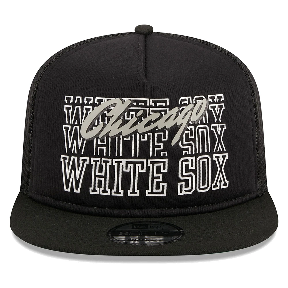 Men's New Era Black Chicago White Sox  Street Team A-Frame Trucker 9FIFTY Snapback Hat