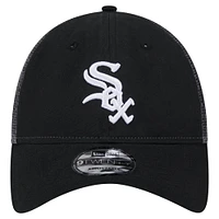 Casquette réglable noire Chicago White Sox Team Slick Trucker 9TWENTY New Era pour hommes