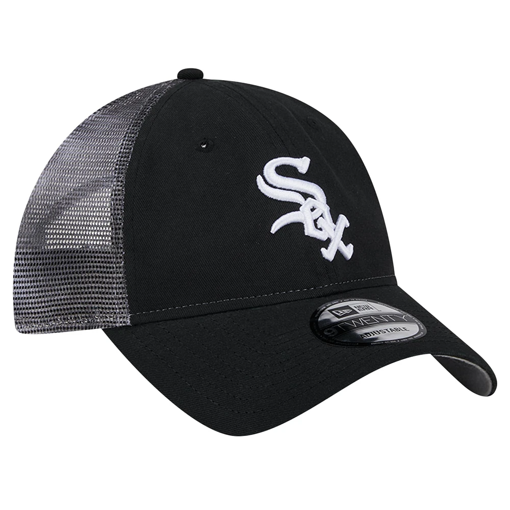 Casquette réglable noire Chicago White Sox Team Slick Trucker 9TWENTY New Era pour hommes