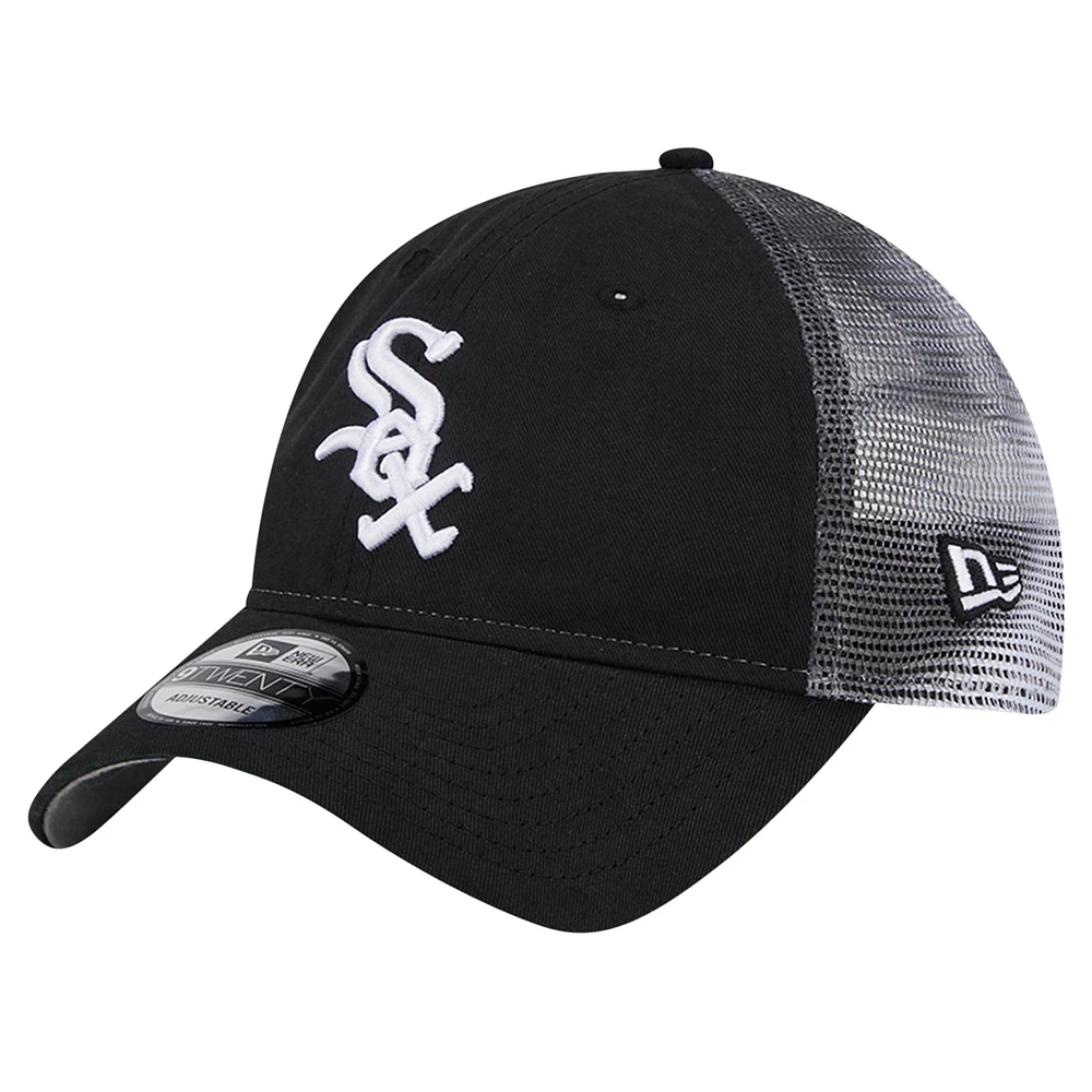 Casquette réglable noire Chicago White Sox Team Slick Trucker 9TWENTY New Era pour hommes