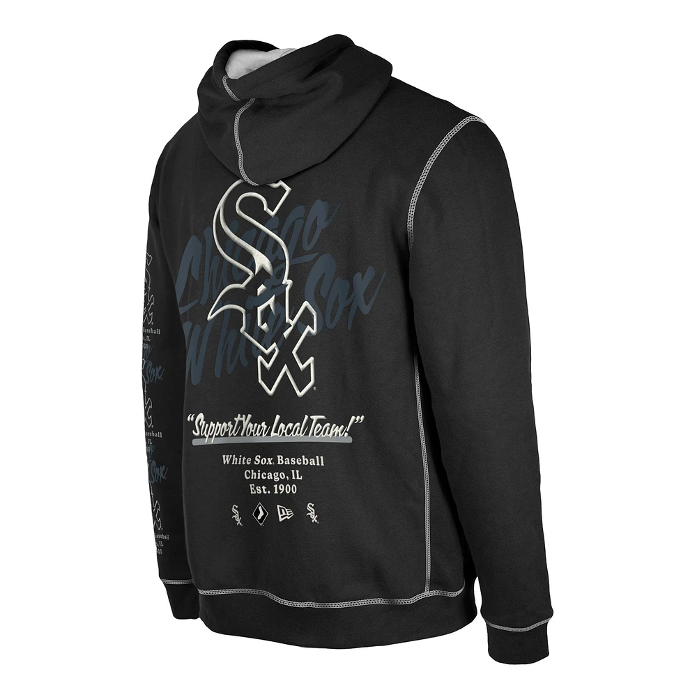 Chandail à capuchon fendu de l'équipe Chicago White Sox New Era pour homme, noir