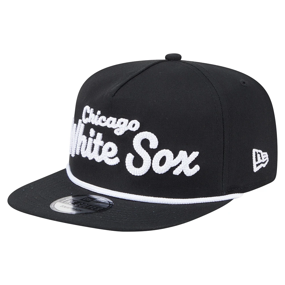 Men's New Era Black Chicago White Sox Team Text Golfer Snapback Hat