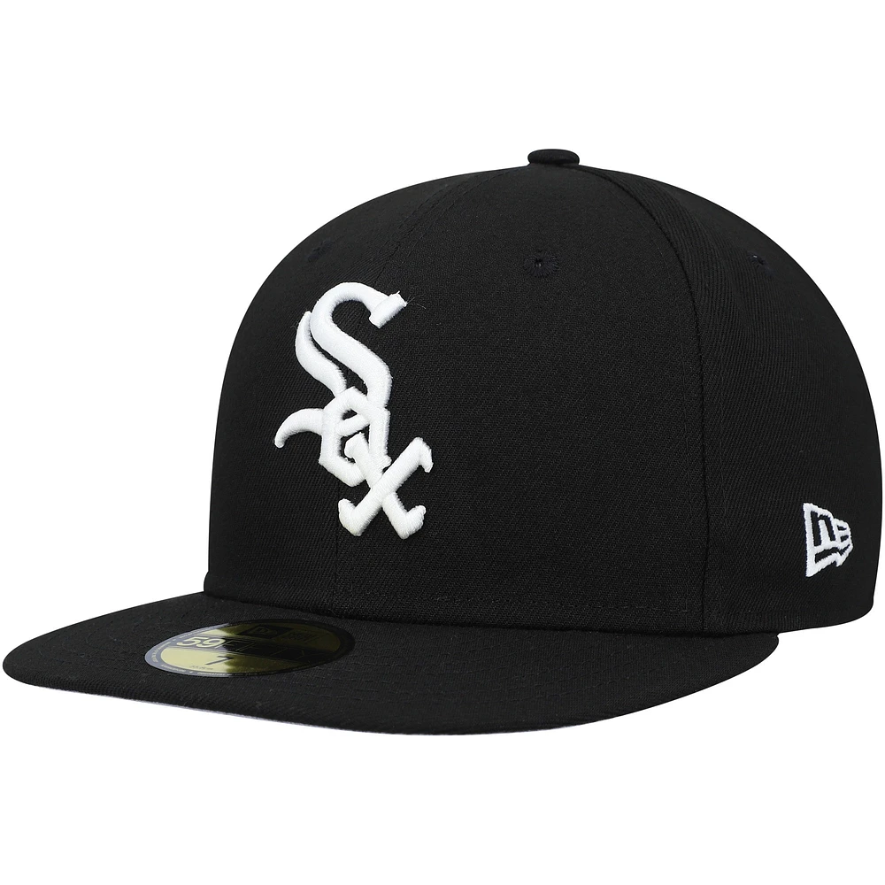 Casquette ajustée 59FIFTY noire Chicago White Sox Throwback Authentic Collection pour hommes