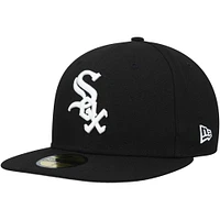 Casquette ajustée 59FIFTY noire Chicago White Sox Throwback Authentic Collection pour hommes