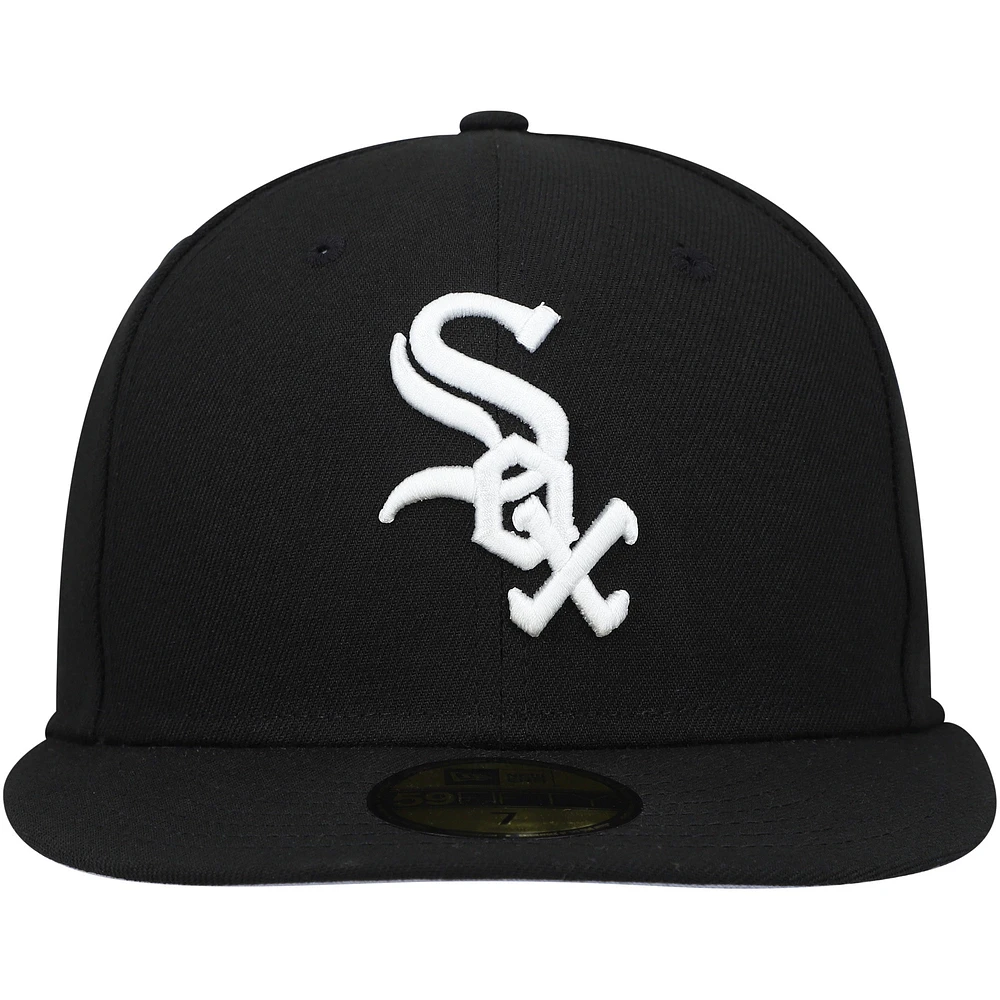 Casquette ajustée 59FIFTY noire Chicago White Sox Throwback Authentic Collection pour hommes