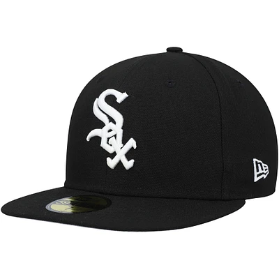 Casquette ajustée 59FIFTY noire Chicago White Sox Throwback Authentic Collection pour hommes