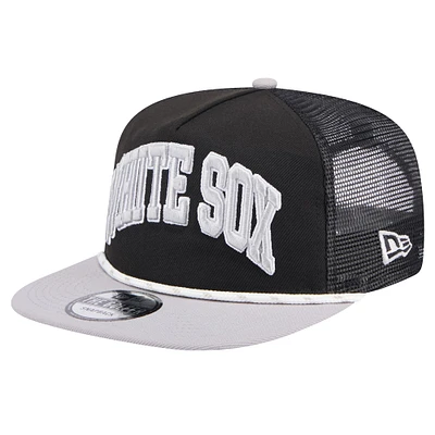 Casquette de golfeur en maille Throwback Chicago White Sox New Era noir/gris pour hommes