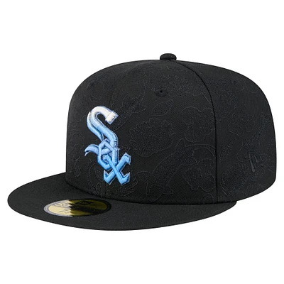 Men's New Era Black Chicago White Sox Tonal Koi 59FIFTY Fitted Hat