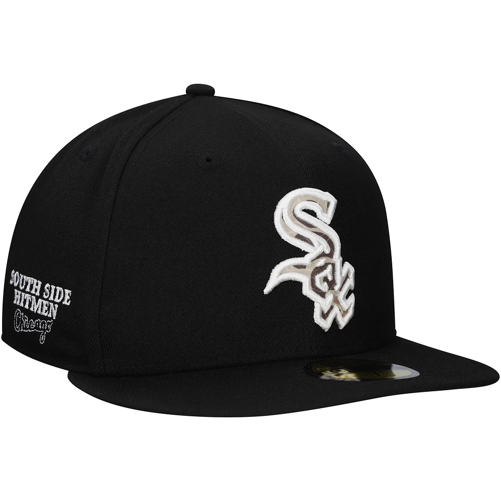 Men's New Era Black Chicago White Sox Troop Chant Camo Undervisor 59FIFTY Fitted Hat