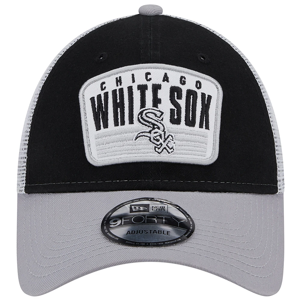 Men's New Era Black Chicago White Sox Two-Tone Patch 9FORTY Snapback Hat