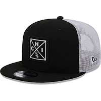 Men's New Era Black Chicago White Sox Vert Squared Trucker 9FIFTY Snapback Hat