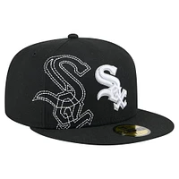 Men's New Era Black Chicago White Sox Yarn Stitch 59FIFTY Fitted Hat