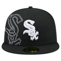 Men's New Era Black Chicago White Sox Yarn Stitch 59FIFTY Fitted Hat
