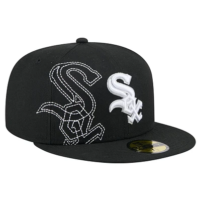 Men's New Era Black Chicago White Sox Yarn Stitch 59FIFTY Fitted Hat